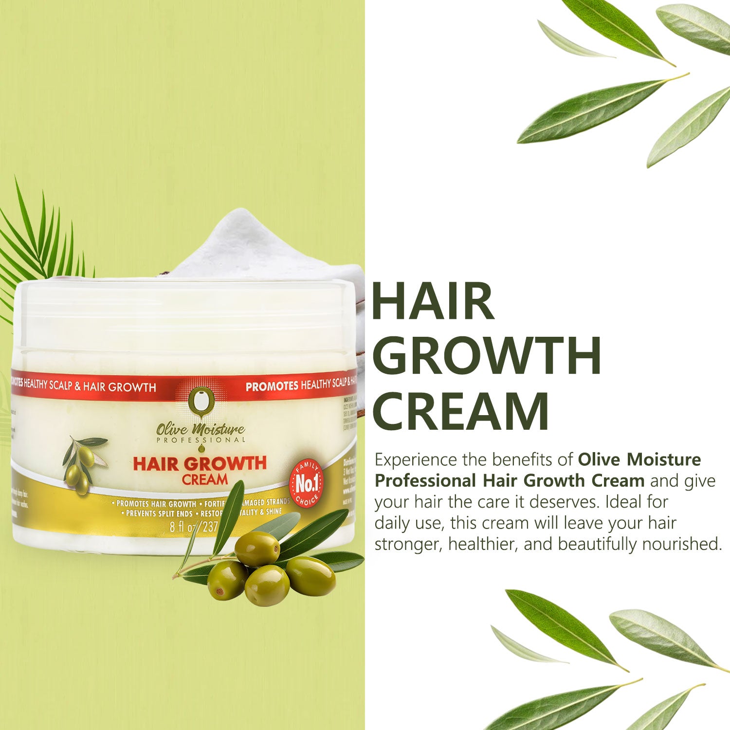 Olive Moisture Professional Hair Growth Cream - 237ml