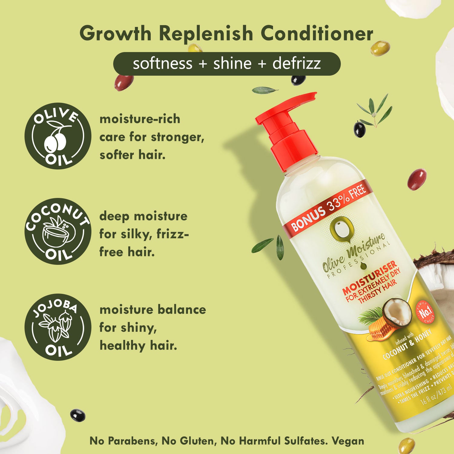 Olive Moisture Professional Moisturiser For Extremely Dry, Thirsty Hair - 473ml