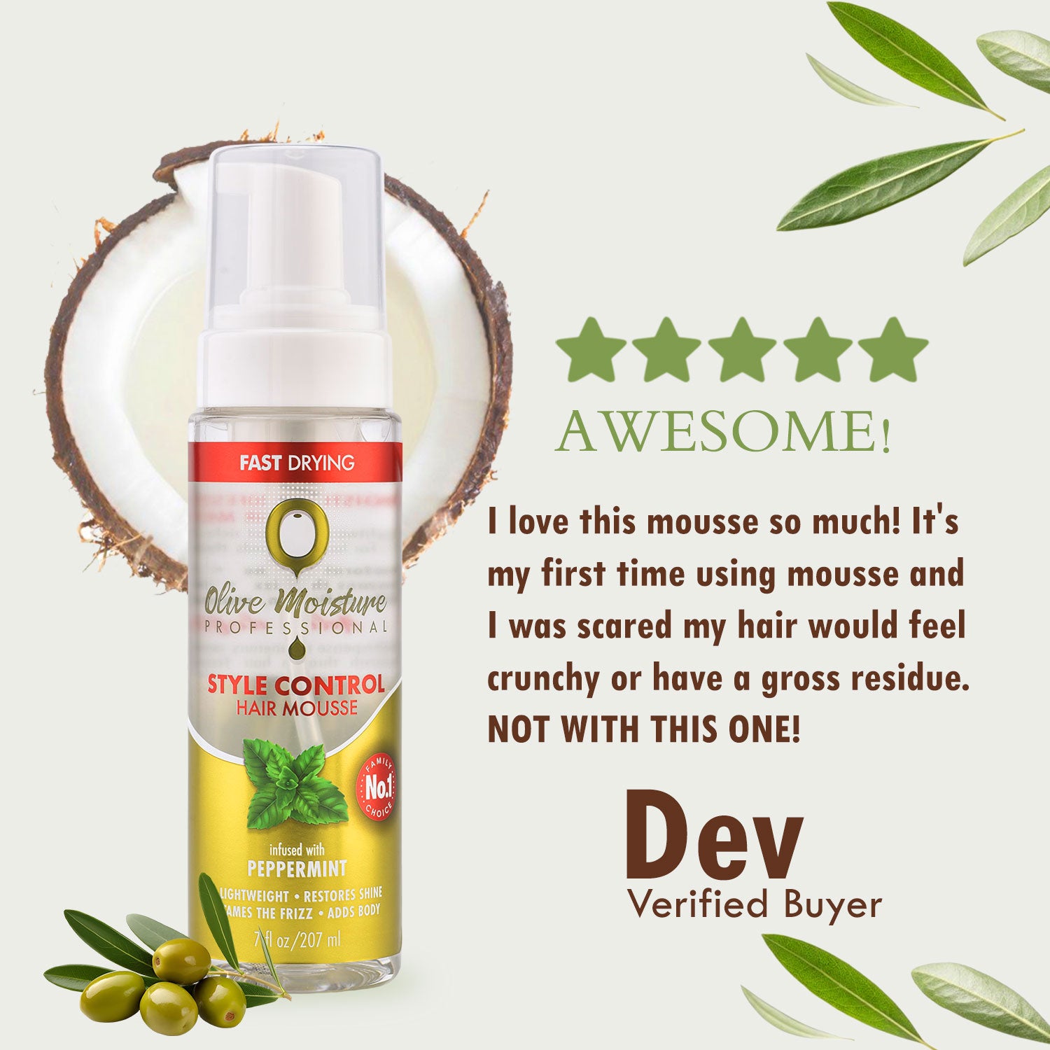 Olive Moisture Professional Style Control Hair Mousse 500ml / 207ml