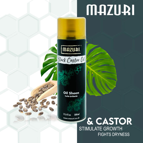 Mazuri Black Castor Oil Sheen Spray 500ml - Afro Hair Boutique