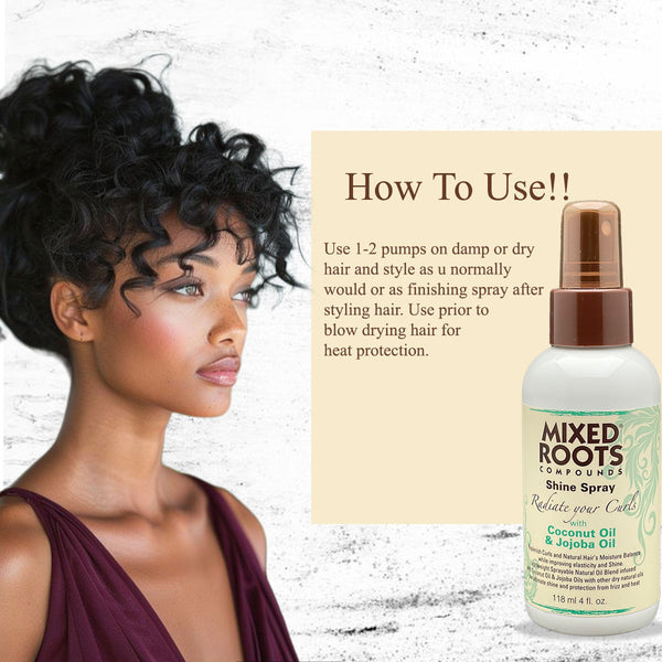 Mixed Roots Compounds Shine Spray 118ml Coconut Oil & Jojoba Oil - Afro Hair Boutique