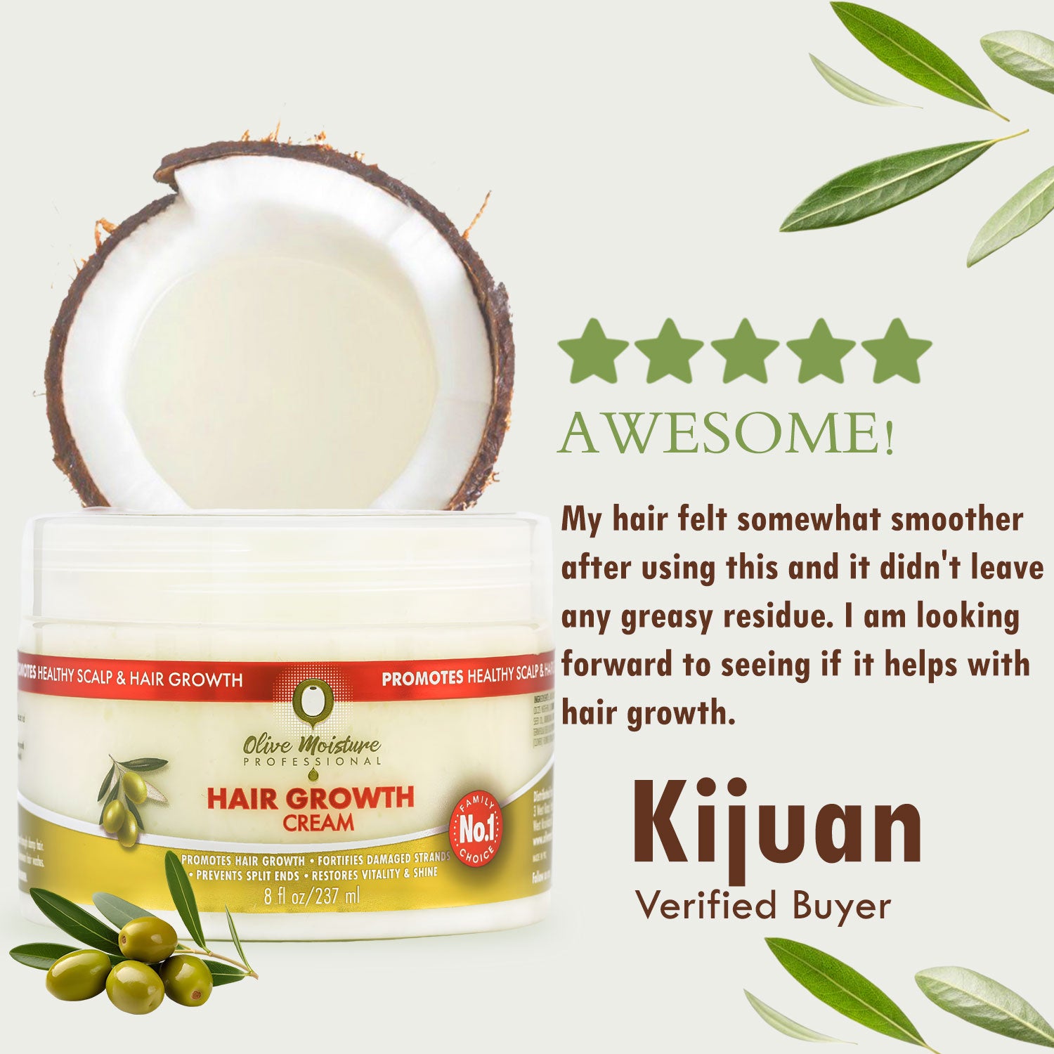 Olive Moisture Professional Hair Growth Cream - 237ml