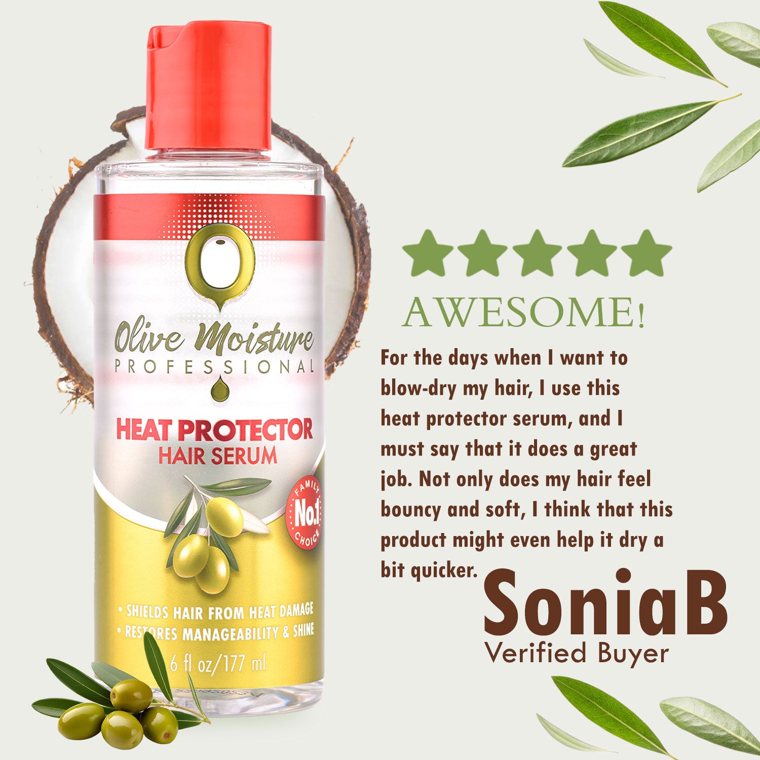 Olive Moisture Professional Heat Protector Hair Serum - 177ml