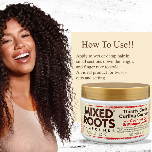 Mixed Roots Compounds Thirsty Curls Curling Custard 355ml Coconut Oil & Mongongo Oil