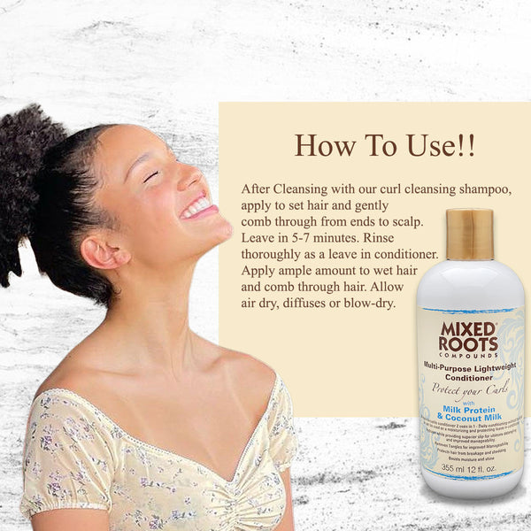 Mixed Roots Compounds Lightweight Conditioner Milk Protein & Coconut Milk 355ml - Afro Hair Boutique