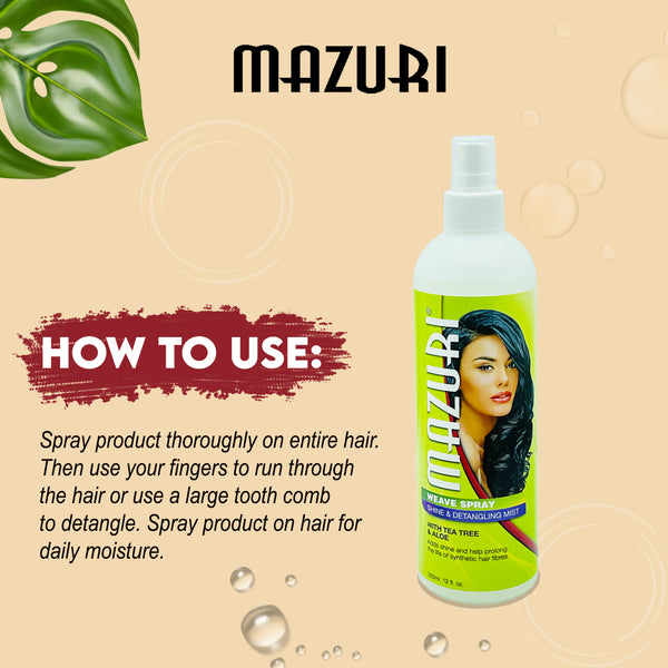 Mazuri Weave Spray Shine And Detangling Mist 355ml