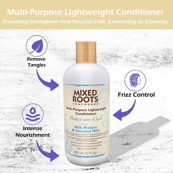 Mixed Roots Compounds Lightweight Conditioner Milk Protein & Coconut Milk 355ml - Afro Hair Boutique