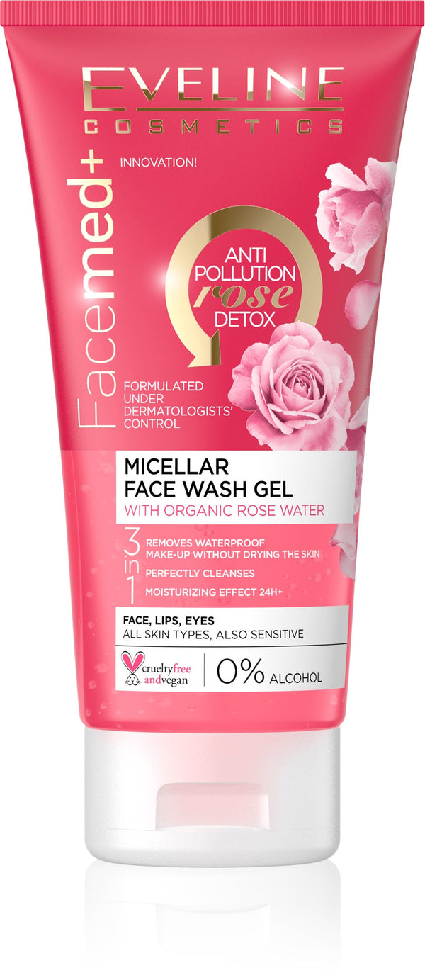 Eveline Facemed Micellar Face Wash Gel With Rose Water 150ml - Afro Hair Boutique