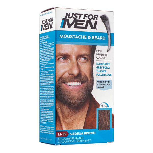 Just For Men Mustache And Beard Brush In Color Gel - Light Brown / Medium Brown - Afro Hair Boutique