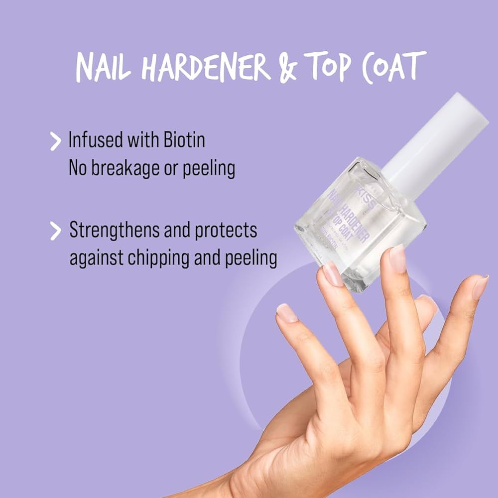 Kiss  New York Professional Nail Hardener And Top Coat With Biotin Instant Shield