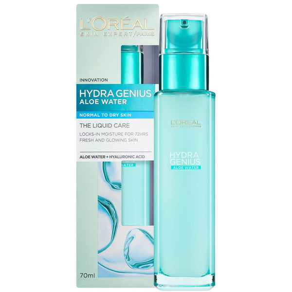 Loreal Hydra Genius Aloe Water 72H Liquid Moisturiser - Normal To Dry Skin 70ml - Afro Hair Boutique