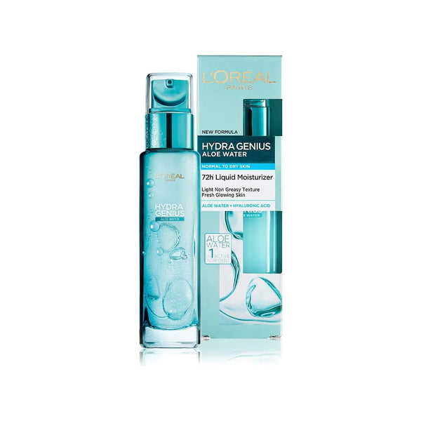 Loreal Hydra Genius Aloe Water 72H Liquid Moisturiser - Normal To Dry Skin 70ml - Afro Hair Boutique