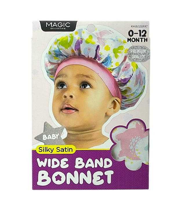 Bee Sales Magic Collection Baby Silky Satin Wide Band Bonnet KHW02BPAT