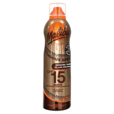 Malibu Continuous Spray Bronzing Tanning Oil With Coconut SPF15 175ml