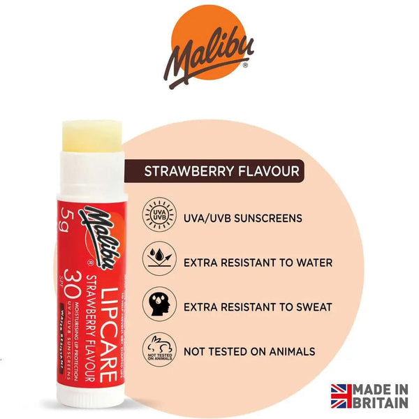 Malibu Strawberry Flavour Lipcare Balm SPF30 5g - Afro Hair Boutique