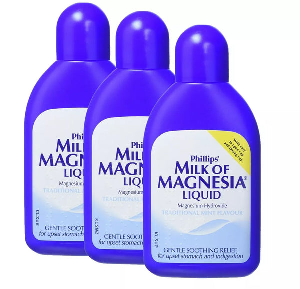 Milk of Magnesia Liquid Mint Flavor Gentle Soothing Relief 200ml - 3 Pack - Afro Hair Boutique