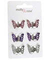 Molly And Rose  Glitter Butterfly Mini Clamps Assorted 8190