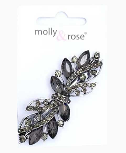Molly And Rose Silv Barrette Clip With Crystal Stones 7614