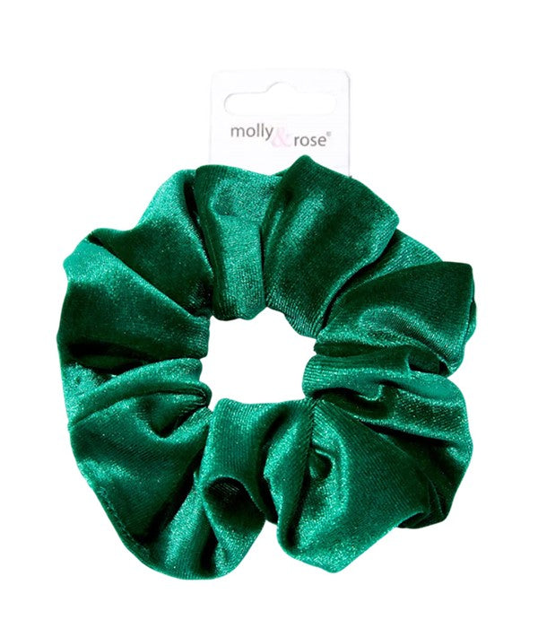 Molly And Rose  High Shine Green Velvet Large Scrunchie 9329