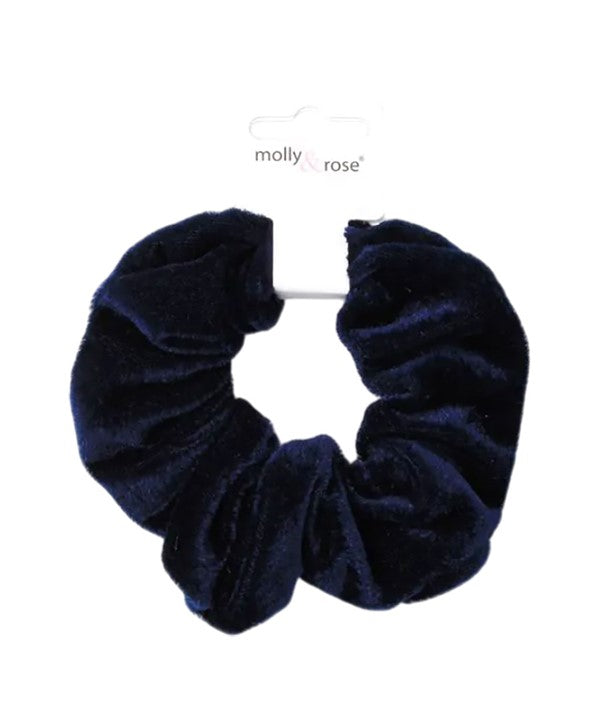 Molly And Rose  High Shine Navy Velvet Large Scrunchie 9330