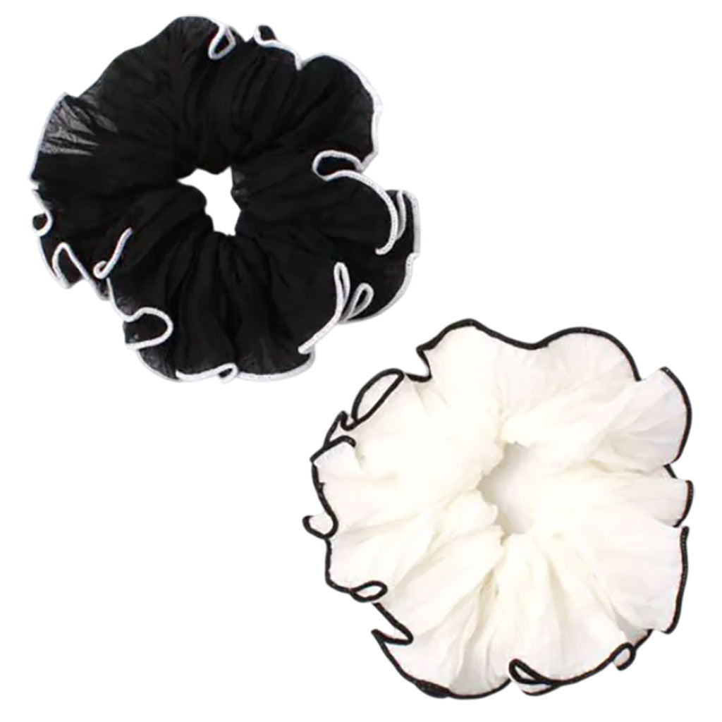Molly And Rose  Black And Cream Contrast Edge Scrunchie
