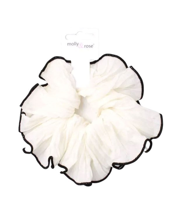 Molly And Rose  Black And Cream Contrast Edge Scrunchie