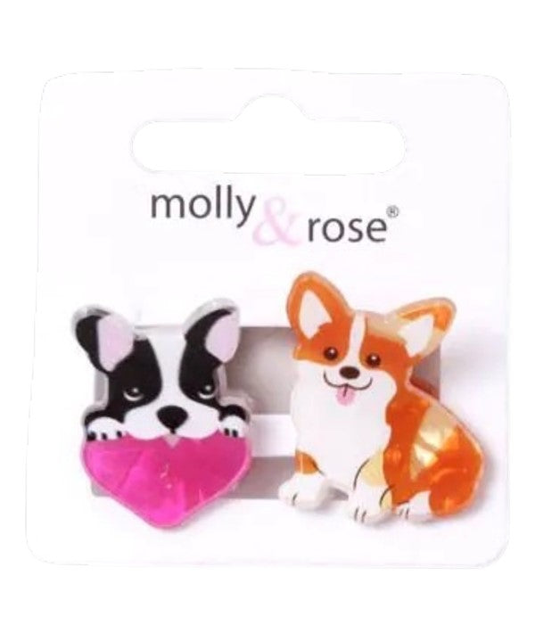 Molly And Rose  Card Of 2 Dog Shaped Mini Clamps 9744