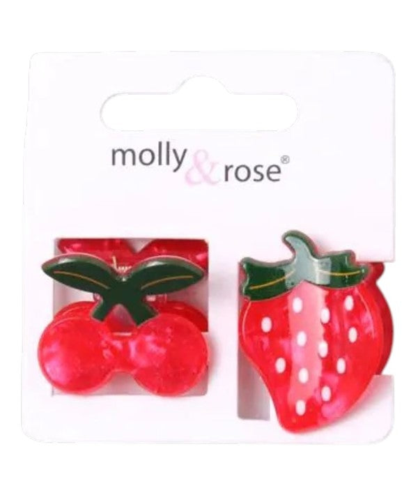 Molly And Rose  Card Of 2 Fruit Shaped Mini Clamps 9741