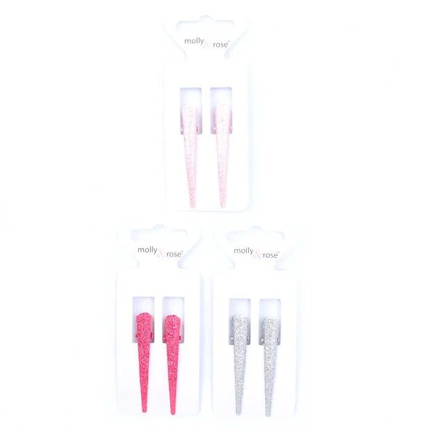 Molly And Rose  Card Of 2 Glitter Beak Assorted Clips 7835