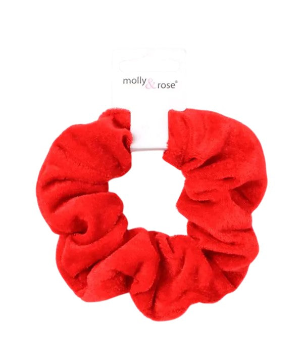 Molly And Rose  High Shine Red Velvet Large Scrunchie 9327
