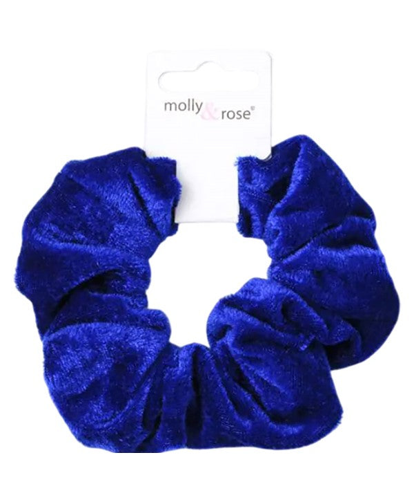 Molly And Rose  High Shine Royal Blue Velvet Large Scrunchie 9328