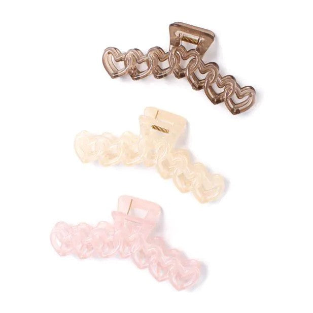 Molly And Rose  Linked Hearts Transparent Assorted Clamp 9716