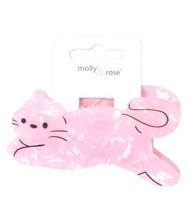 Molly And Rose  Pearlescent Pink Cat Shaped Clamp 9746
