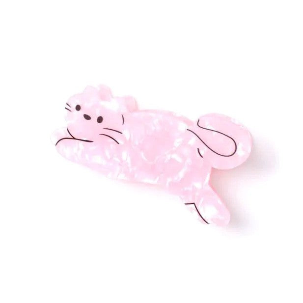 Molly And Rose  Pearlescent Pink Cat Shaped Clamp 9746