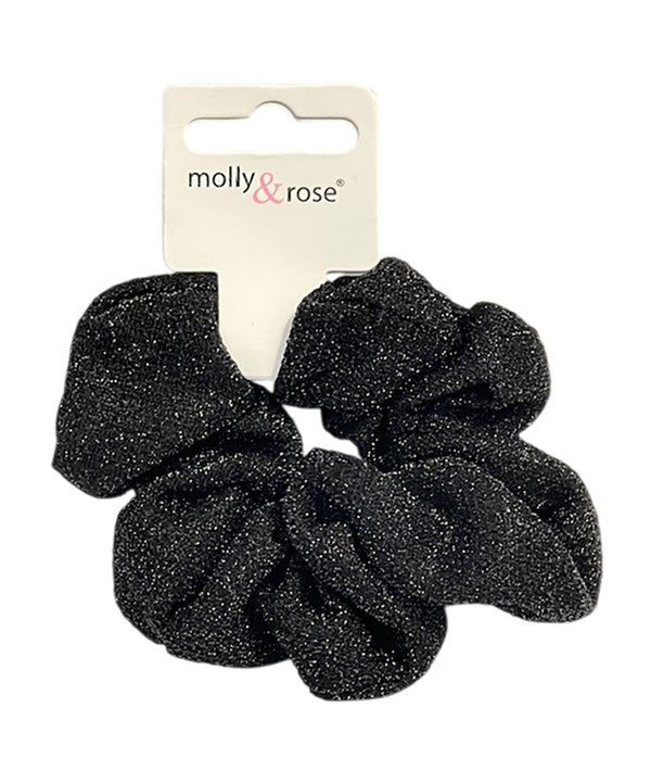 Molly And Rose  Regular Black Sparkle Fabric Scrunchie 9717