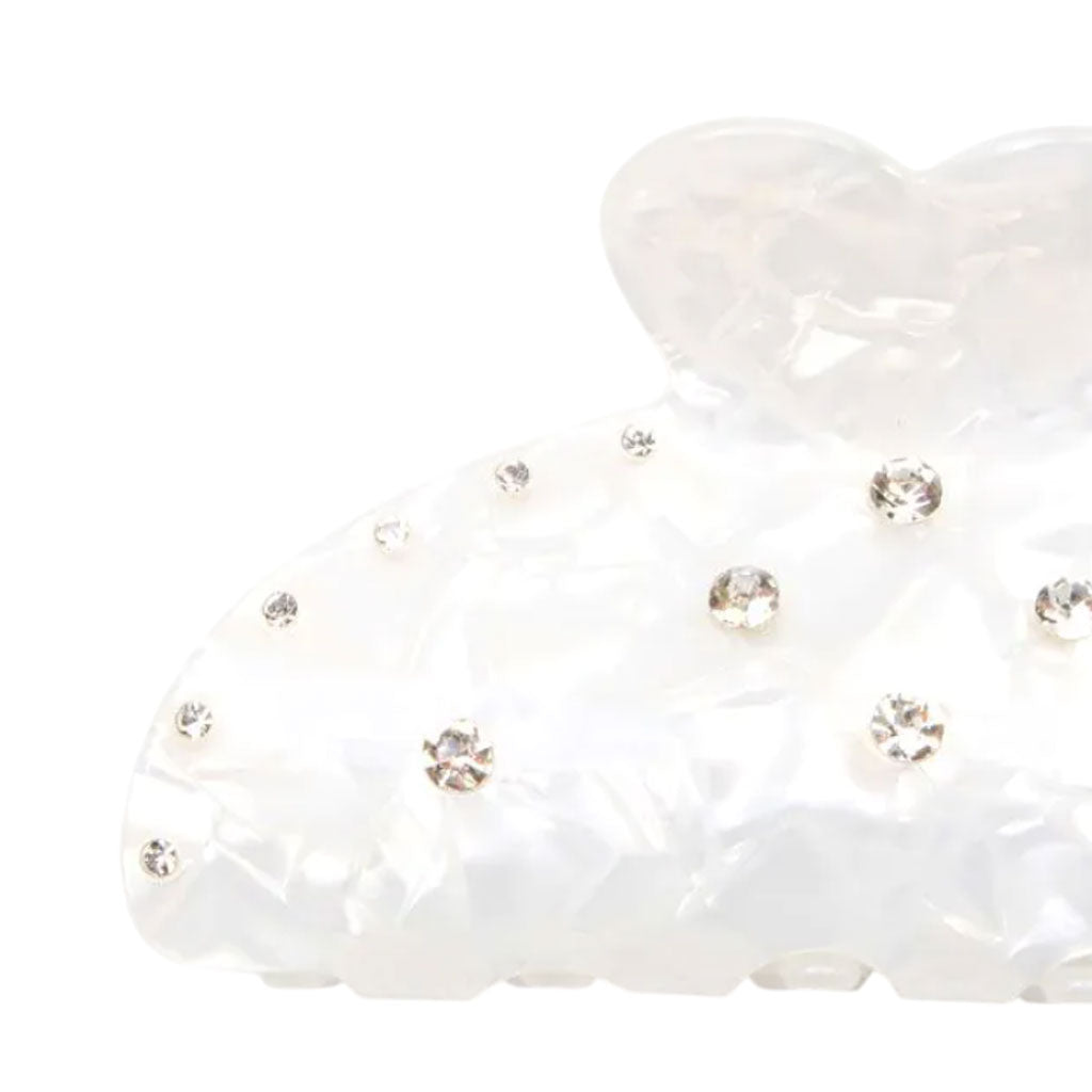 Molly And Rose  Ivory Pearlescent Clamp With Clear Stones 9692