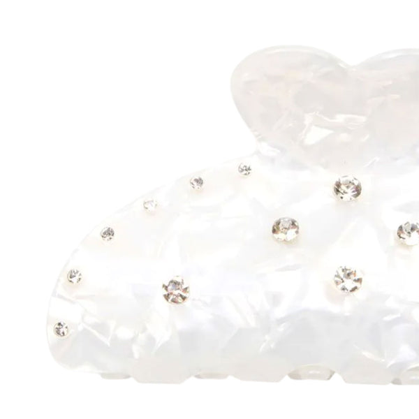 Molly And Rose  Ivory Pearlescent Clamp With Clear Stones 9692