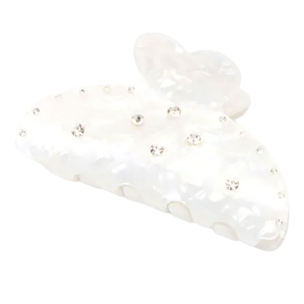 Molly And Rose  Ivory Pearlescent Clamp With Clear Stones 9692