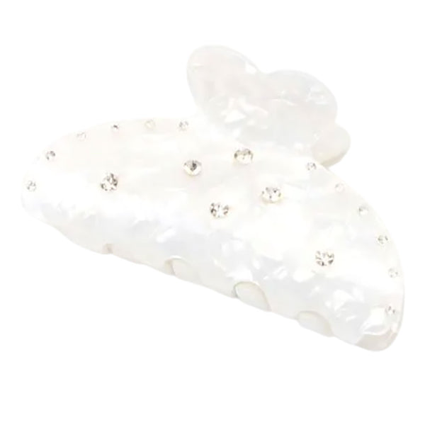 Molly And Rose  Ivory Pearlescent Clamp With Clear Stones 9692