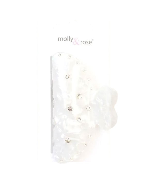 Molly And Rose  Ivory Pearlescent Clamp With Clear Stones 9692