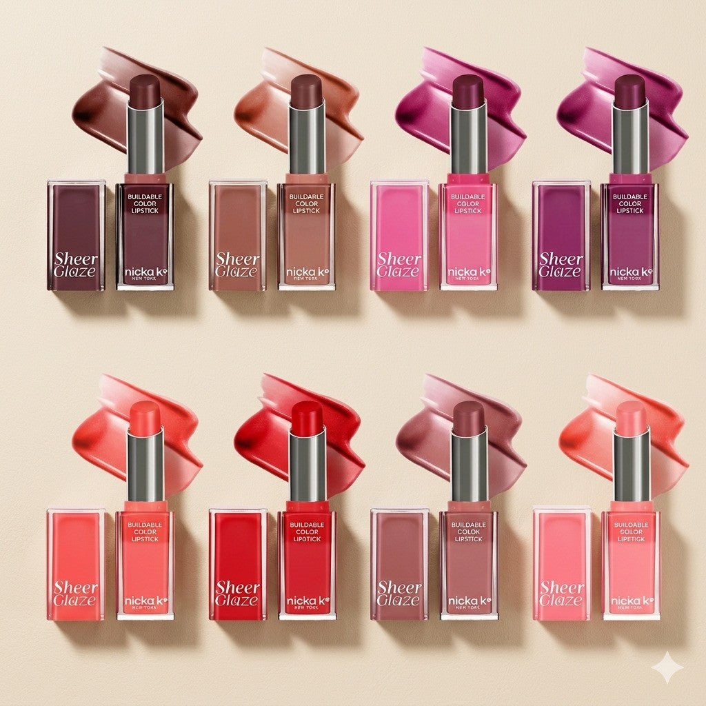 NICKA K Newyork Sheer Glaze Buildable Color Lipstick
