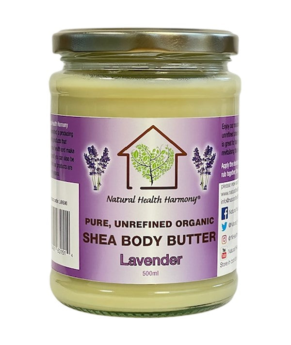 Natural Health Harmony  Pure Unrefined Organic Shea Body Butter With Lavender