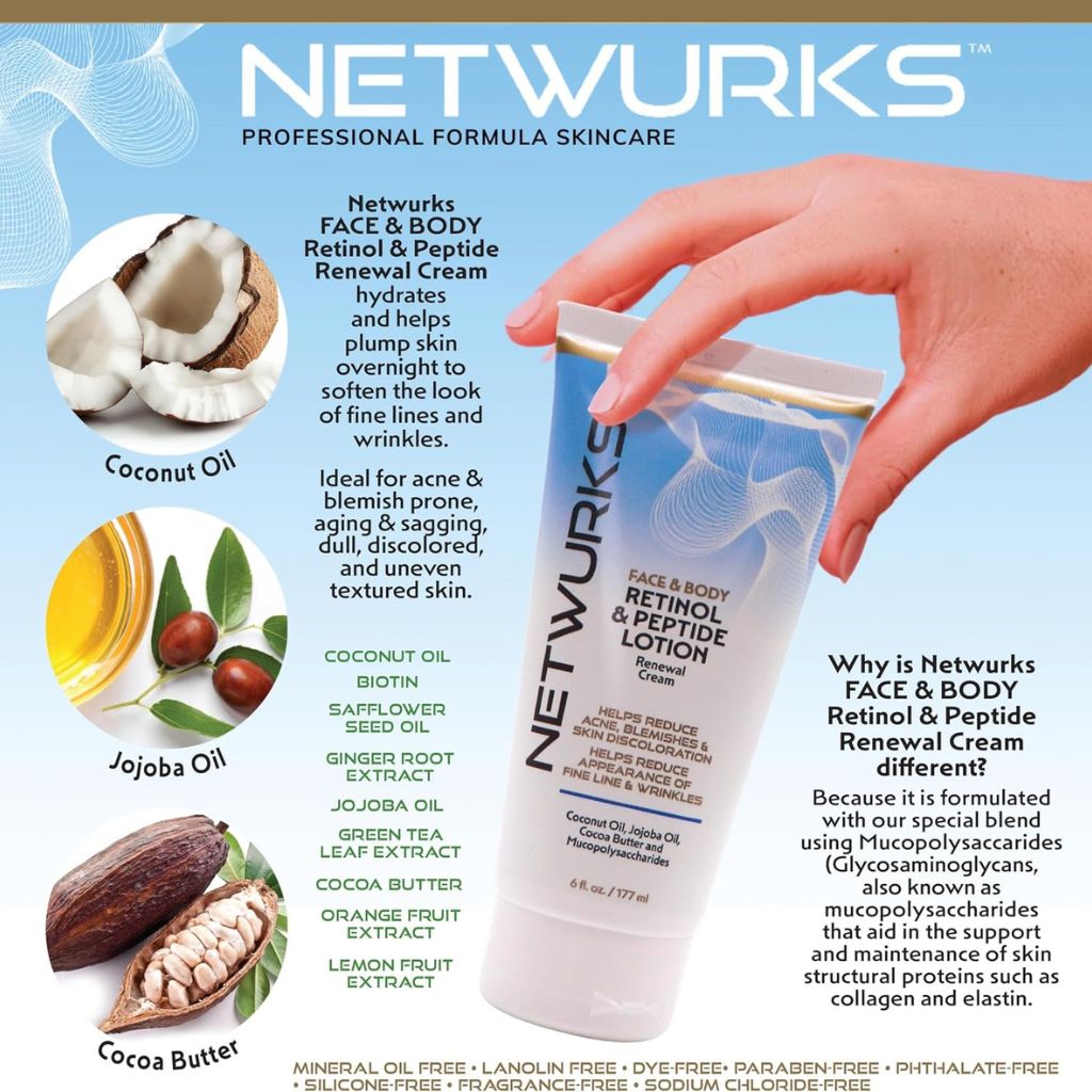 Netwurks  Retinol And Peptide Face And Body Renewal Cream