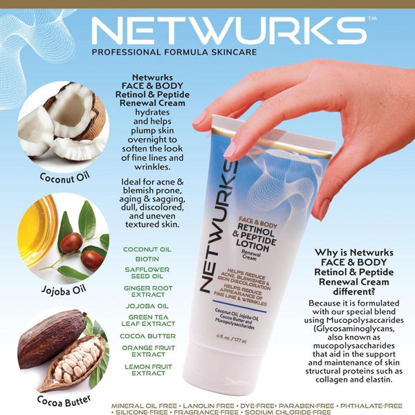 Netwurks  Retinol And Peptide Face And Body Renewal Cream