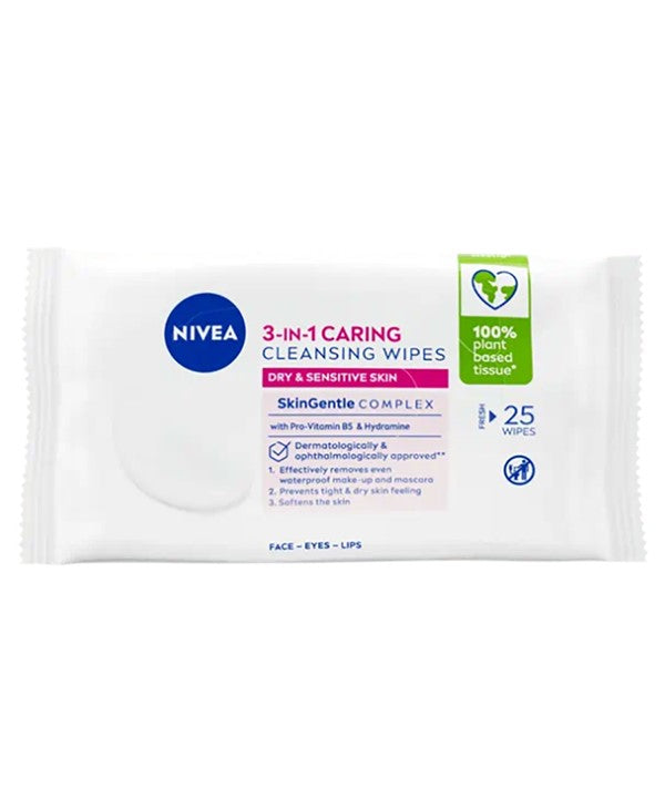 Nivea  3In1 Caring Cleansing Wipes 25 Wipes
