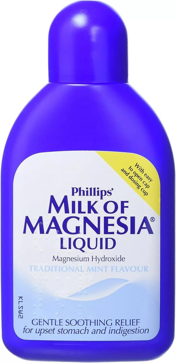 Phillips Milk Of Magnesia Liquid 200ml - Traditional Mint Flavour - 2 Pack - Afro Hair Boutique