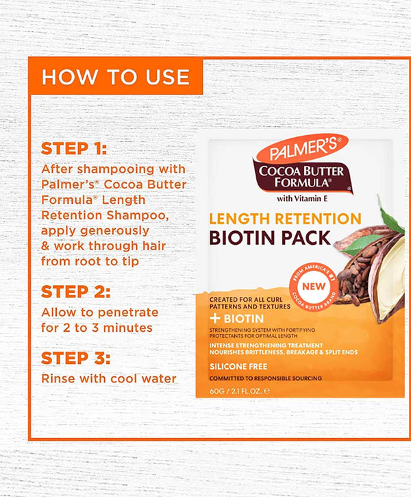 Palmers Cocoa Butter Formula With Vitamin E Length Retention Biotin Pack 60g