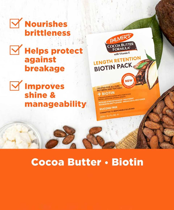 Palmers Cocoa Butter Formula With Vitamin E Length Retention Biotin Pack 60g
