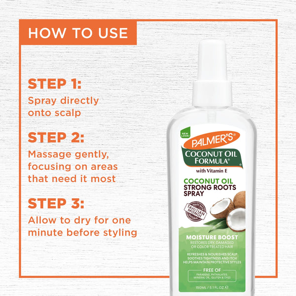 Palmers Coconut Oil Formula Strong Roots Spray - 150ml For Dry Damaged Hair - Afro Hair Boutique