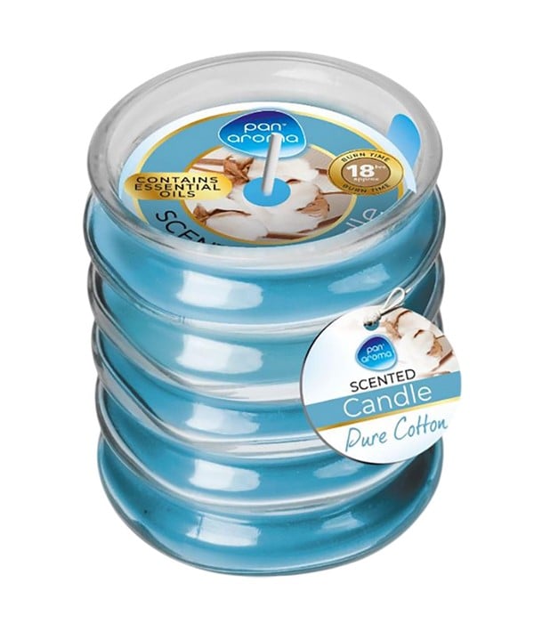 Pan Aroma  Ribbed Glass Scented Candle Pure Cotton